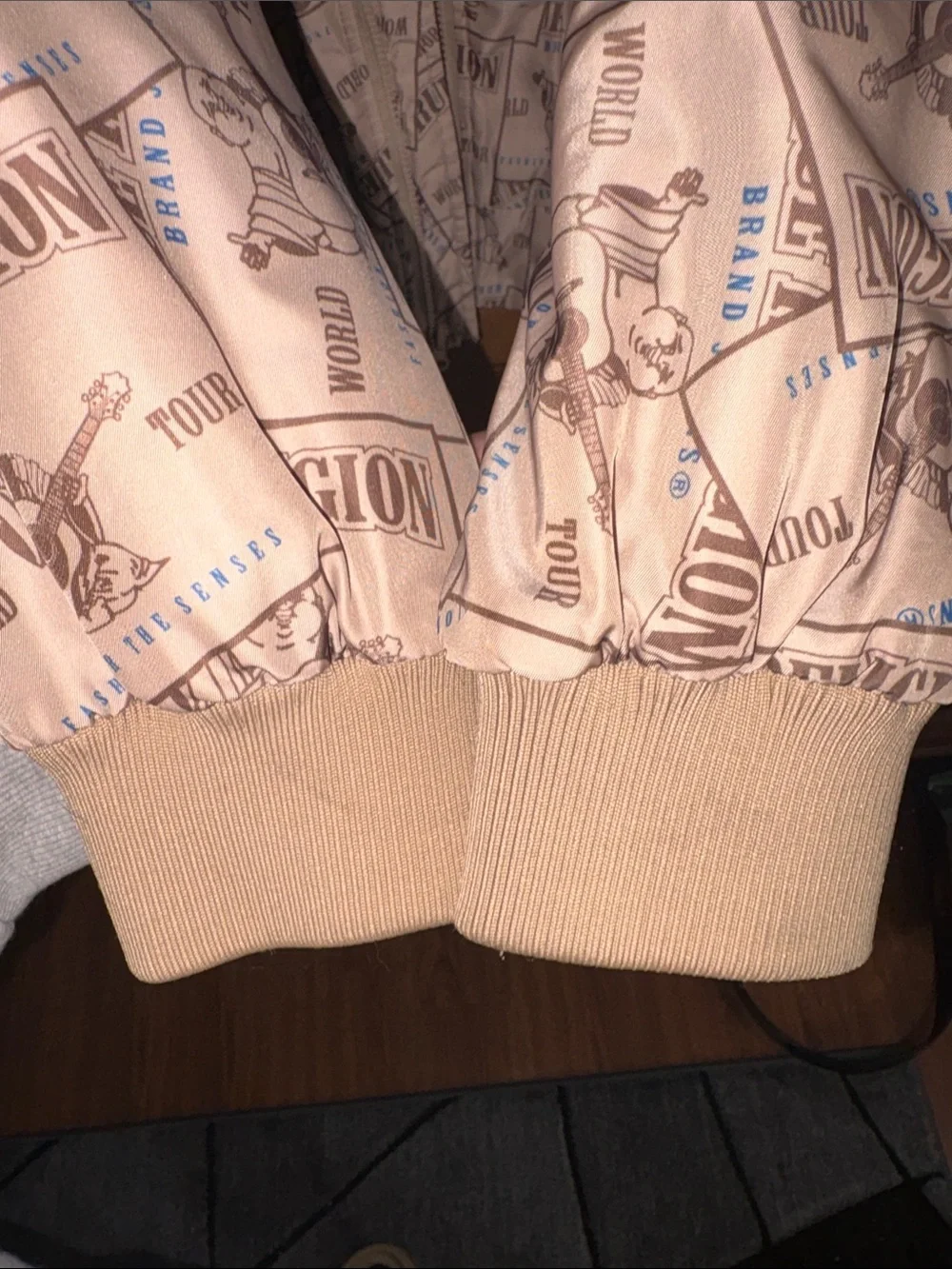 True Religion Men’s Cream Logo-Print Bomber Jacket